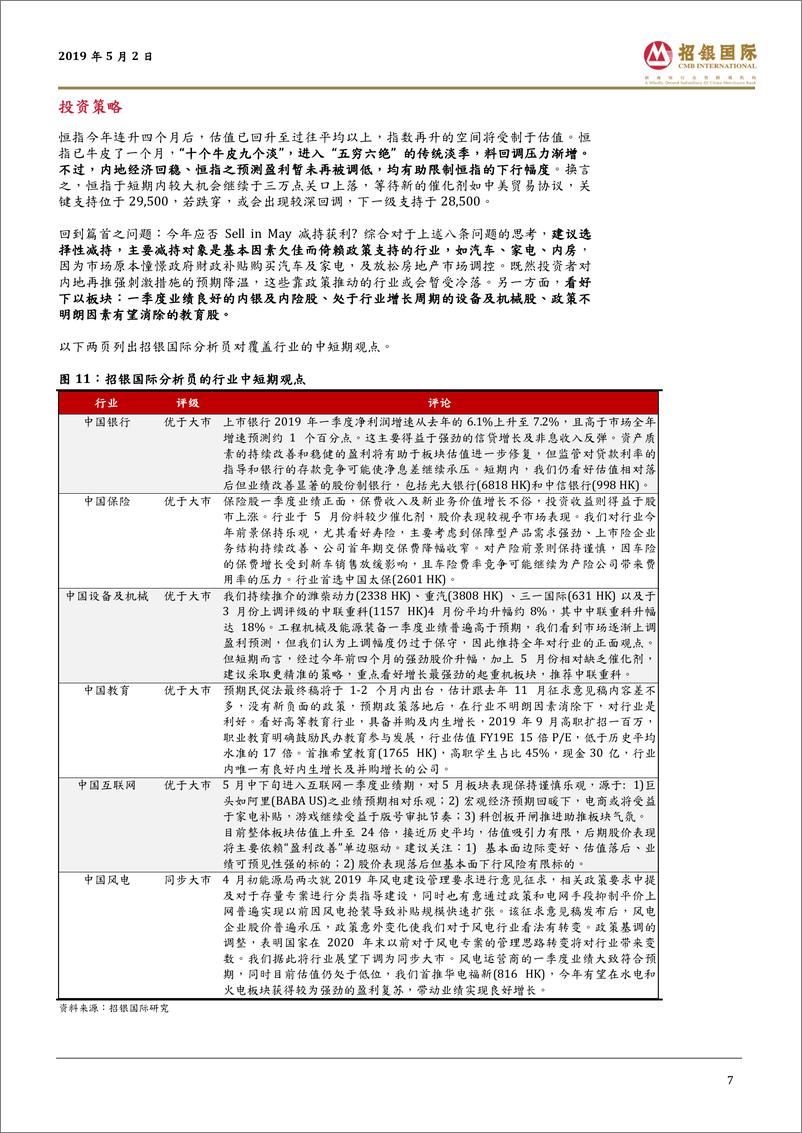 《5月港股策略报告：经济盈利回稳，政策憧憬降温-20190502-招银国际-15页》 - 第8页预览图