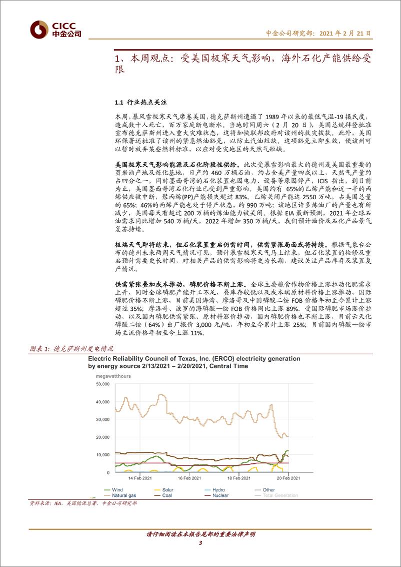 《化工行业：受美国极寒天气影响，海外石化产能供给受限-20210221-中金公司-23页》 - 第3页预览图