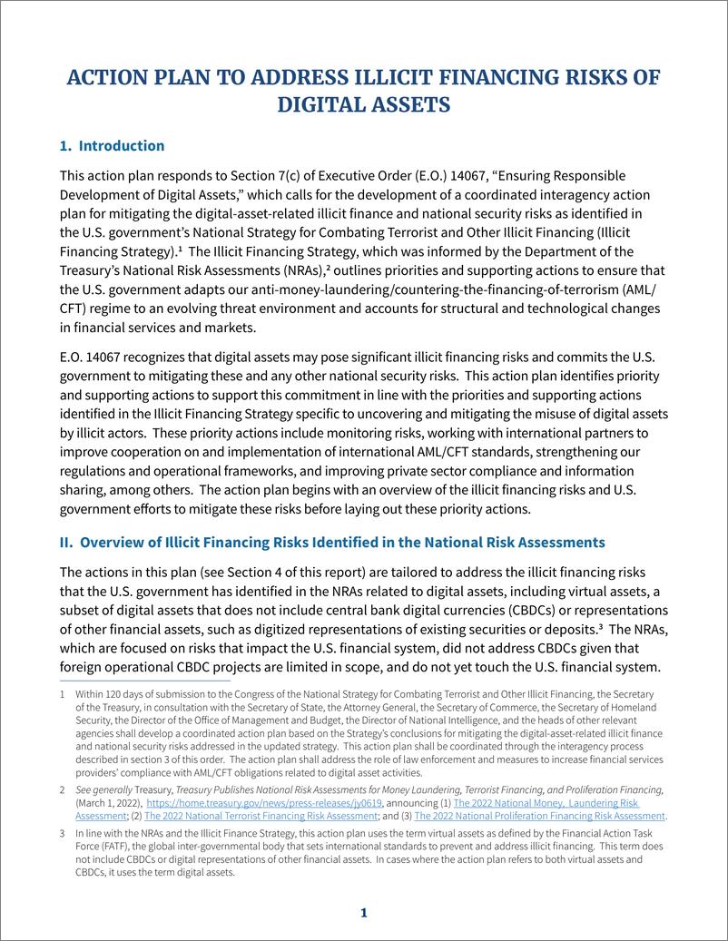 《美国财政部-应对数字资产中的非法金融风险的行动计划（英）-20页》 - 第4页预览图