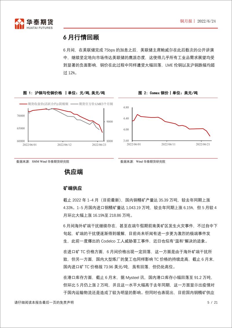 《铜专题报告：美联储鹰派态度坚决，铜价承压明显-20220624-华泰期货-21页》 - 第6页预览图