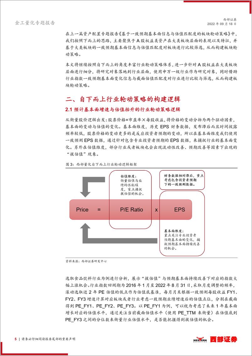 《大类资产配置专题十：从一致预期基本面变化与估值匹配度构建行业轮动策略-20220918-西部证券-19页》 - 第6页预览图