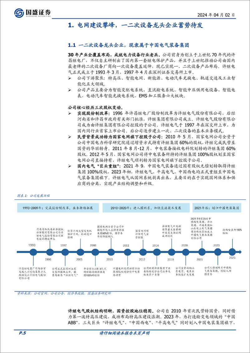 《许继电气-000400.SZ-一二次设备龙头企业，柔直放量业绩弹性高-20240402-国盛证券-34页》 - 第5页预览图