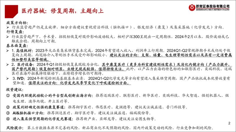 《医疗器械行业2024Q1业绩前瞻：修复周期，主题向上-240326-浙商证券-32页》 - 第2页预览图