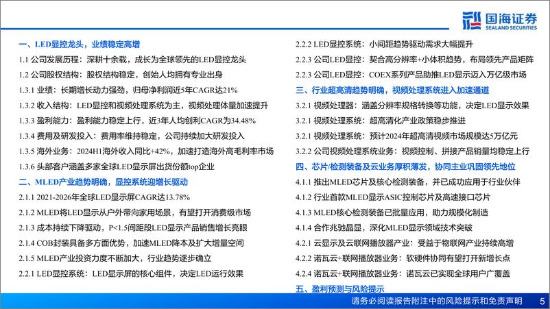 《诺瓦星云(301589)公司深度：超高清视频长坡厚雪，“MLED%2b出海”强化成长动力-240925-国海证券-55页》 - 第5页预览图