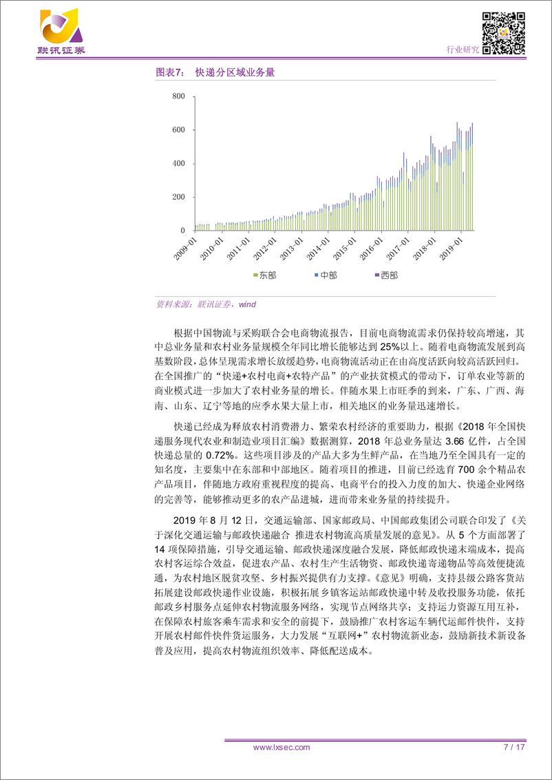 《交通运输业：快递CR4继续提升，降本增效提升头部企业盈利-20190830-联讯证券-17页》 - 第8页预览图