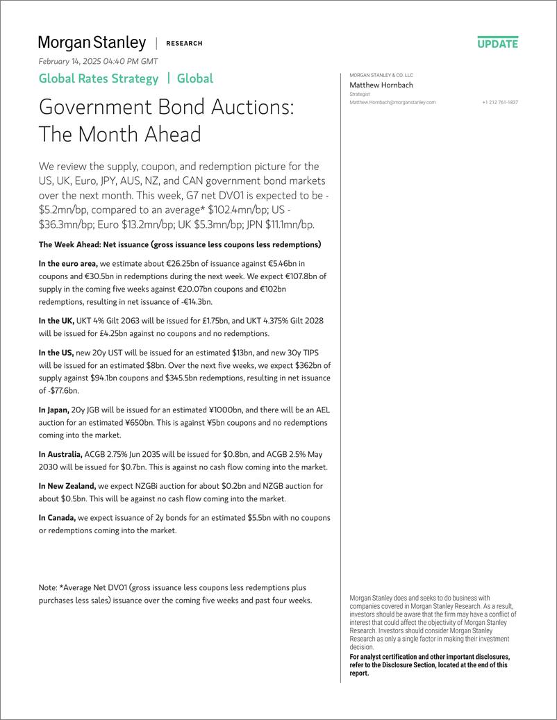 《Morgan Stanley Fixed-Global Rates Strategy Government Bond Auctions The Month A...-113549054》 - 第1页预览图