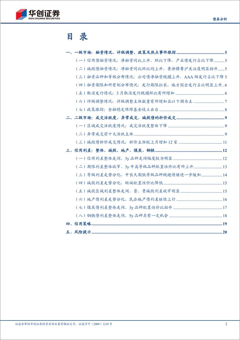 《信用债3月月报：拉久期策略可行，山西、贵州利差收窄明显-20220412-华创证券-23页》 - 第3页预览图