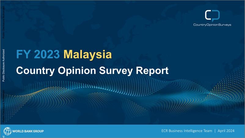 《世界银行-2023财年马来西亚国家民意调查报告（英）-2024.4-42页》 - 第1页预览图