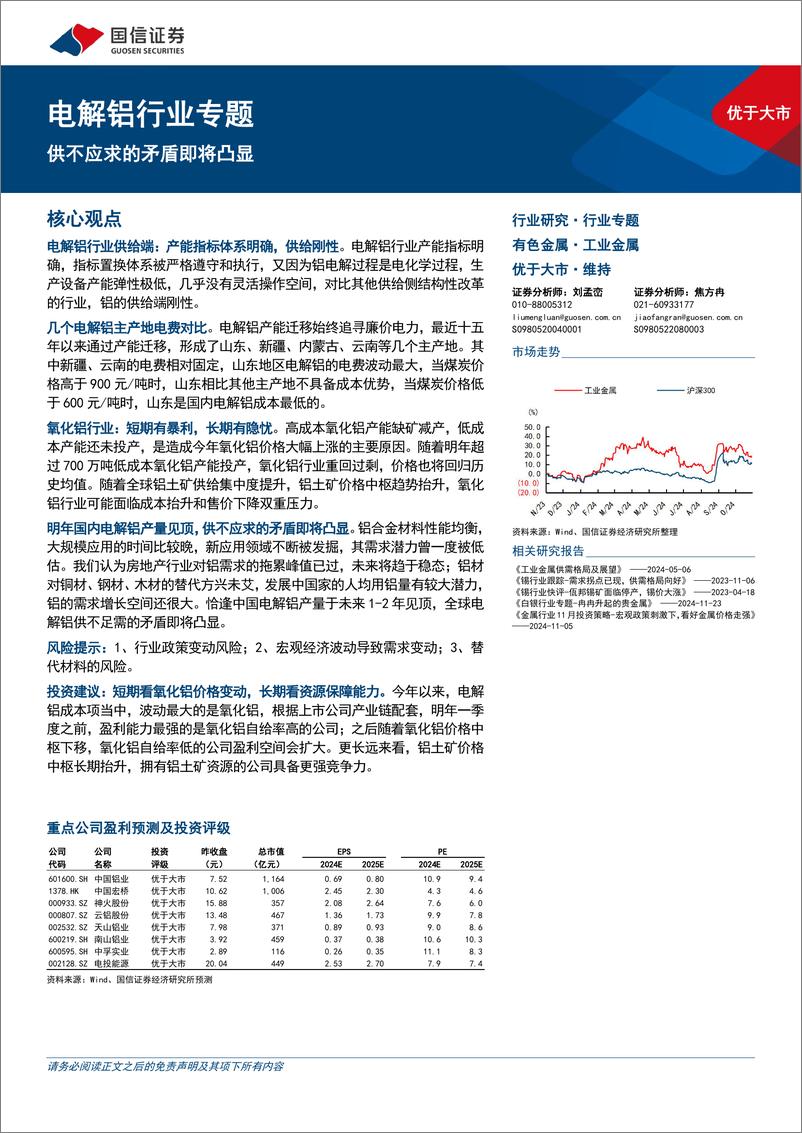 《电解铝行业专题：供不应求的矛盾即将凸显-241201-国信证券-17页》 - 第1页预览图