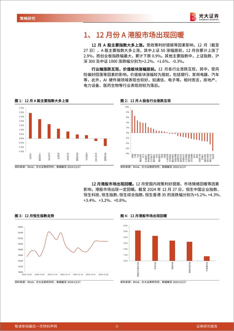 《2025年1月A股及港股月度金股组合：关注“哑铃”型配置-光大证券-250102-19页》 - 第3页预览图