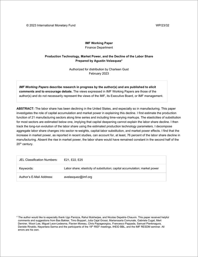 《IMF-生产技术、市场力量与劳动力份额的下降（英）-2023.2-41页》 - 第3页预览图