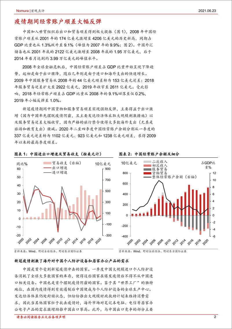 《宏观点评：中国经常账户顺差料将收窄-20210623-野村东方国际证券-11页》 - 第2页预览图