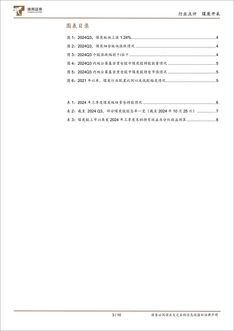 《煤炭行业基金持仓分析：Q3持仓量环比下降，低配幅度扩大-241028-德邦证券-10页》 - 第3页预览图