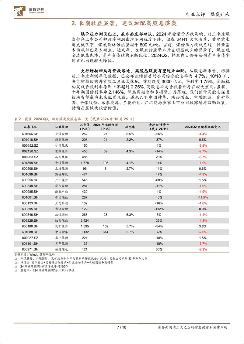 《煤炭行业基金持仓分析：Q3持仓量环比下降，低配幅度扩大-241028-德邦证券-10页》 - 第7页预览图