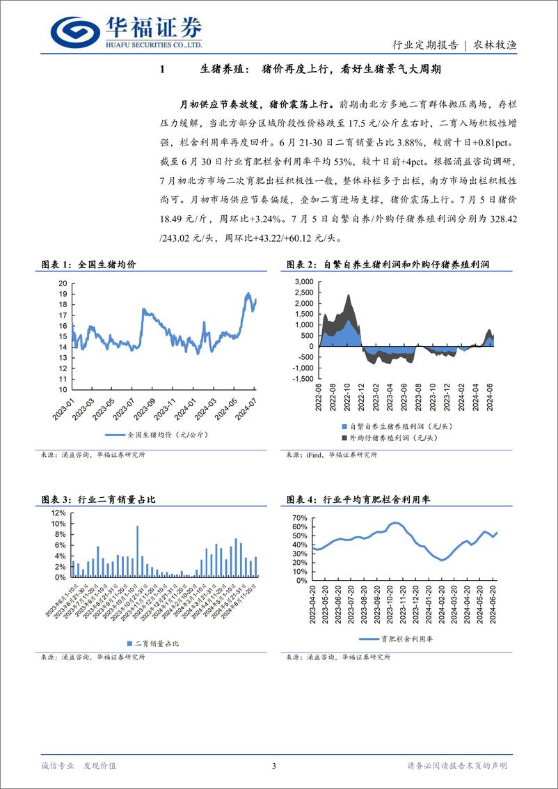 《农林牧渔行业定期报告：猪价再度上行，看好生猪景气大周期-240707-华福证券-12页》 - 第3页预览图