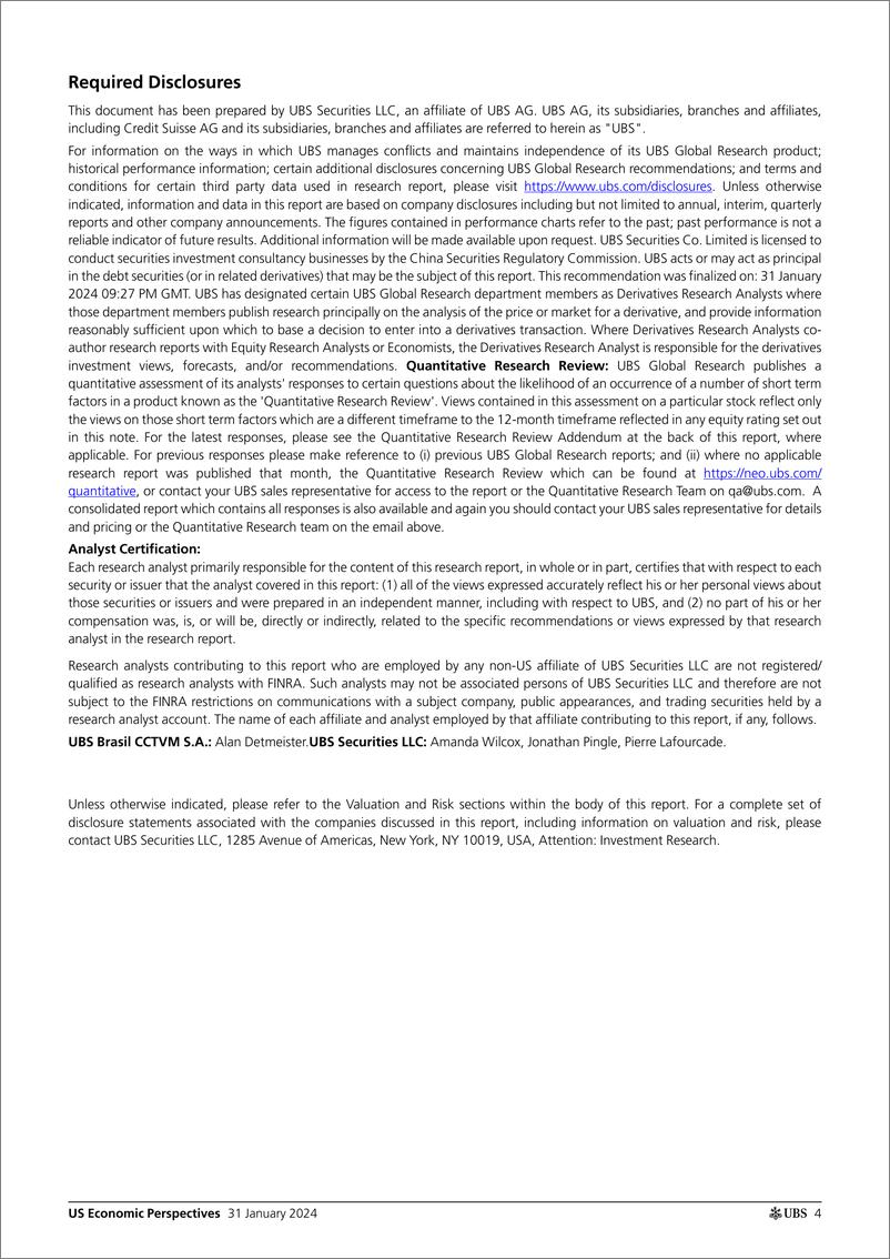 《UBS Economics-US Economic PerspectivesFOMC balances the risk Pingle-106258614》 - 第4页预览图