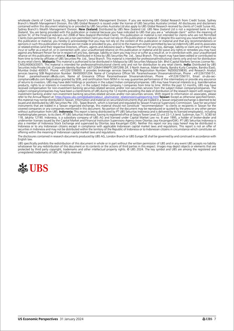 《UBS Economics-US Economic PerspectivesFOMC balances the risk Pingle-106258614》 - 第7页预览图