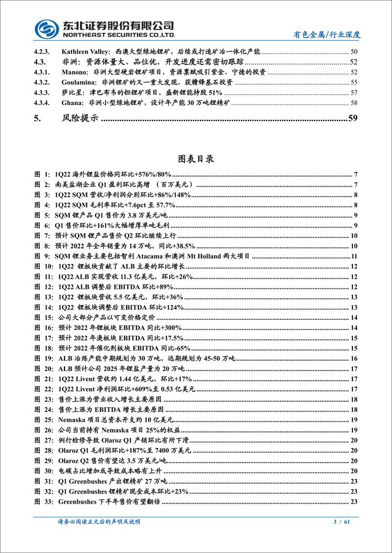 《有色金属行业海外锂项目Q1跟踪报告：锂产品售价全面上涨，澳矿产销不及预期-20220613-东北证券-61页》 - 第4页预览图