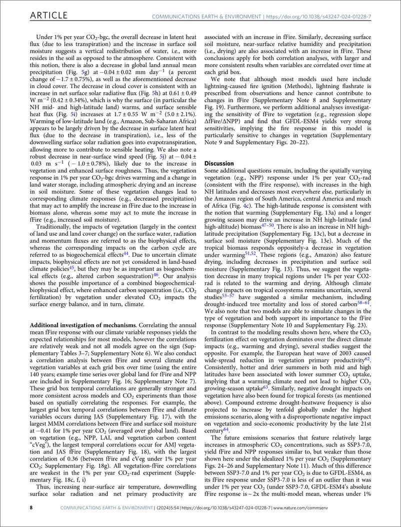 《2024随着二氧化碳浓度的升高，未来植被生长的增强可能会增加火灾风险报告（英文版）-Communications》 - 第8页预览图