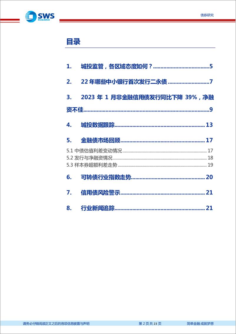 《信用月报2023年第1期：城投监管各区域态度如何？22年哪些中小银行首次发行二永债？-20230129-申万宏源-23页》 - 第3页预览图