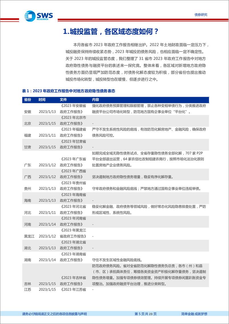 《信用月报2023年第1期：城投监管各区域态度如何？22年哪些中小银行首次发行二永债？-20230129-申万宏源-23页》 - 第6页预览图