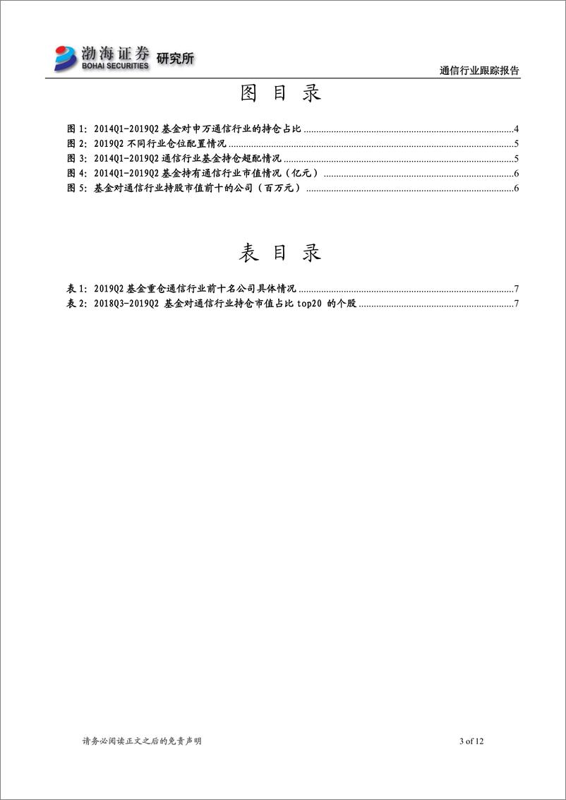 《通信行业跟踪报告：基金持仓集中度提升，5G建设有望推动增仓-20190730-渤海证券-12页》 - 第4页预览图