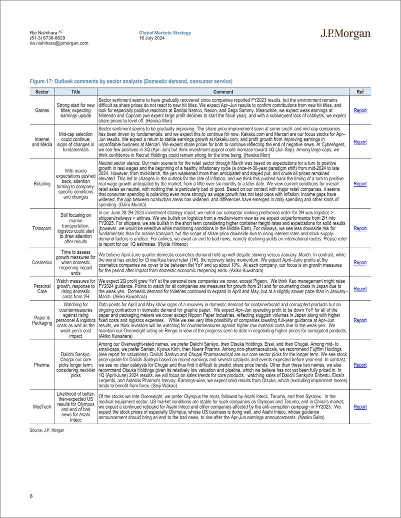 《JPMorgan-Japan Equity Strategy Apr-Jun earnings outlook Expect stron...-109235931》 - 第8页预览图