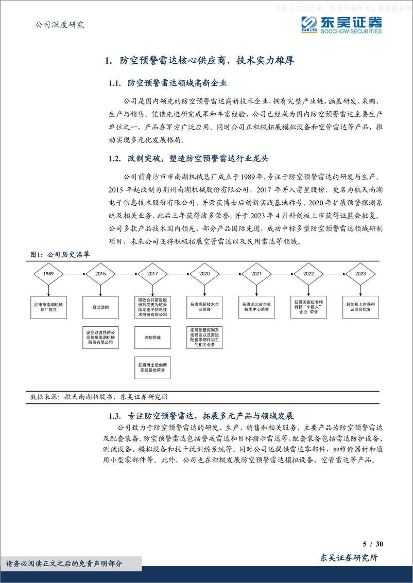 《东吴证券-C南湖(688552)军用雷达总装整体上市第一股，“内需+军贸”双驾马车拉动成长-230520》 - 第5页预览图