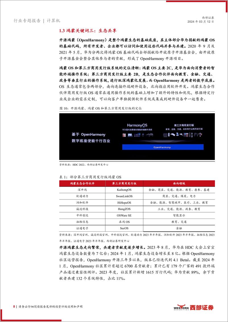 《计算机行业人工智能系列报告(二)-鸿蒙：超级的智能连接-240312-西部证券-12页》 - 第8页预览图