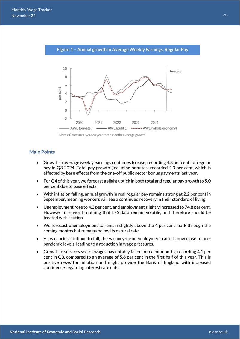 《英国国家经济和社会研究所-月度工资追踪：随着通货膨胀的下降，工人继续获得实际收入增长（英）-2024.11-7页》 - 第2页预览图