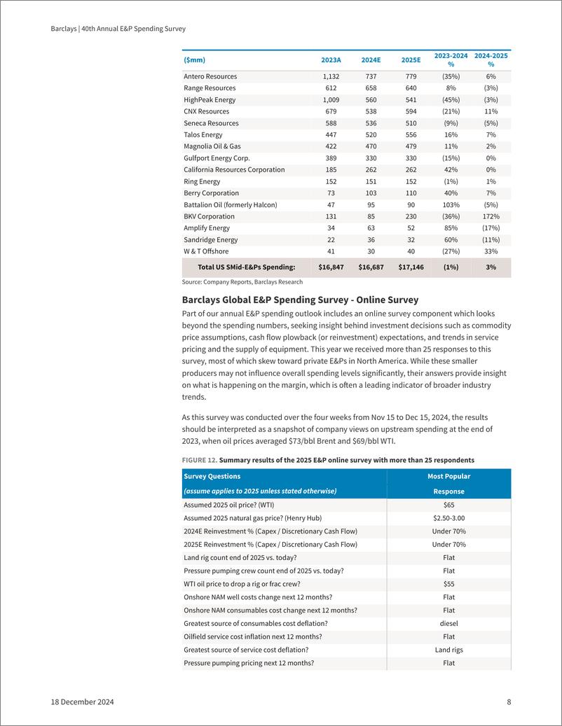 《Barclays_40th_Annual_E_P_Spending_Survey_Global_Spending_Decelerates_Further_2025_Flat_after_modest_growth_in_2024》 - 第8页预览图