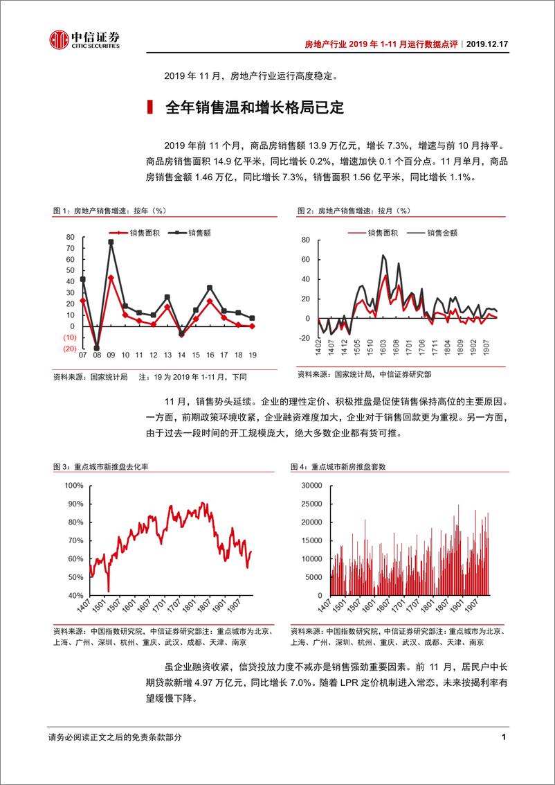 《房地产行业2019年1~11月运行数据点评：行业基本面高度稳定，政策环境边际改善-20191217-中信证券-10页》 - 第3页预览图