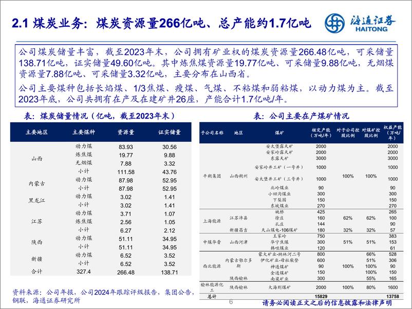 《中煤能源(601898)深度报告：稳健与成长兼具，边际与远期可期-240815-海通证券-24页》 - 第6页预览图