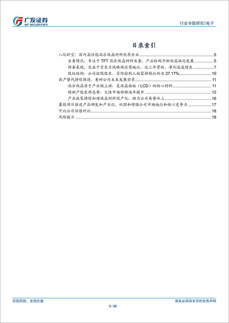 《广发电子行业“科创”系列报告：八亿时空：国内高性能混合液晶材料优质企业-20190623-广发证券-20页》 - 第4页预览图