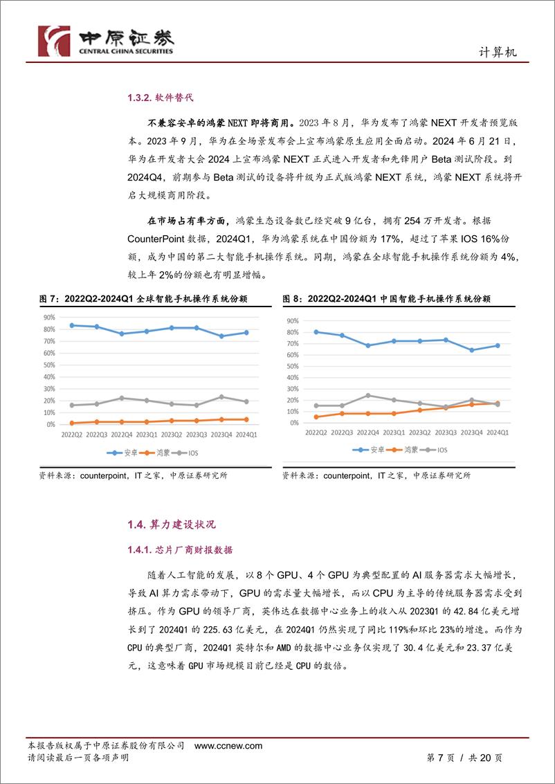 《计算机行业月报：聚焦AI、国产化、IC三大方向-240704-中原证券-20页》 - 第7页预览图