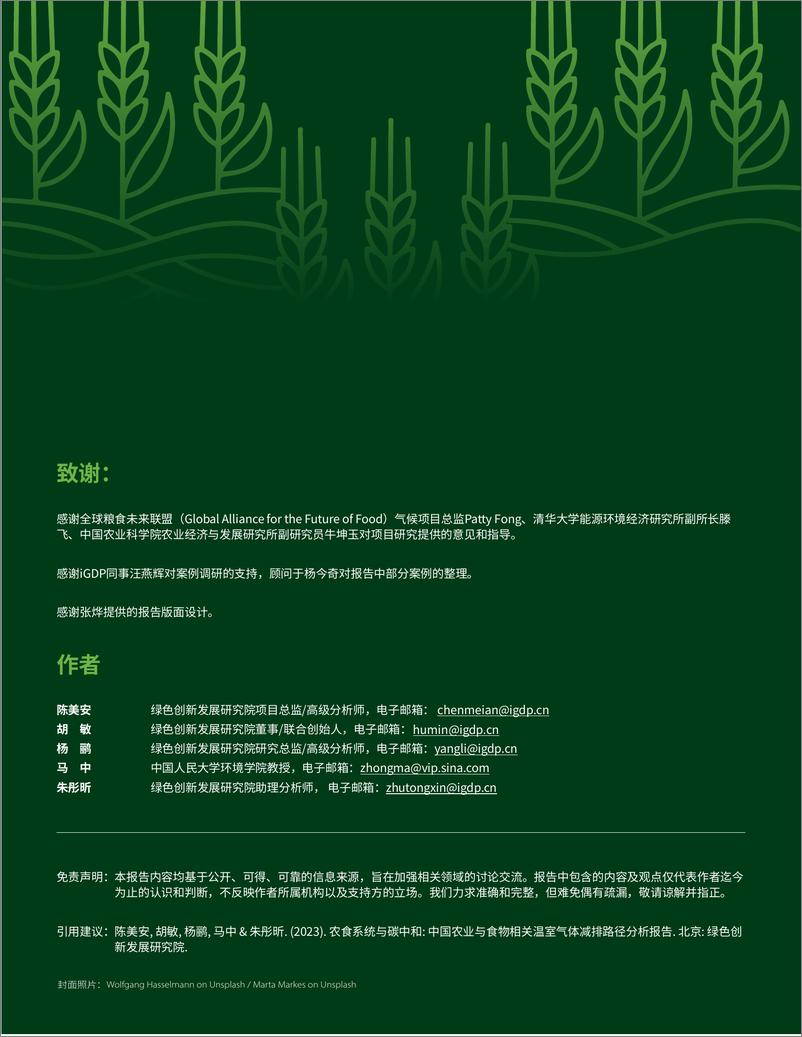 《绿色创新发展研究院_iGDP__2023农食系统与碳中和——中国农业与食物相关温室气体减排路径分析报》 - 第2页预览图