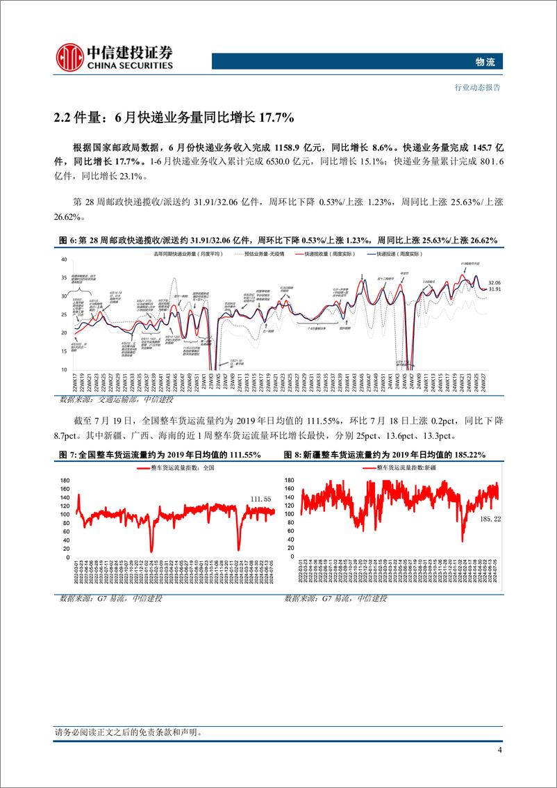 《物流行业动态：快递行业上半年业务量同比增长23.1%25，申通新转运中心启用-240721-中信建投-20页》 - 第7页预览图