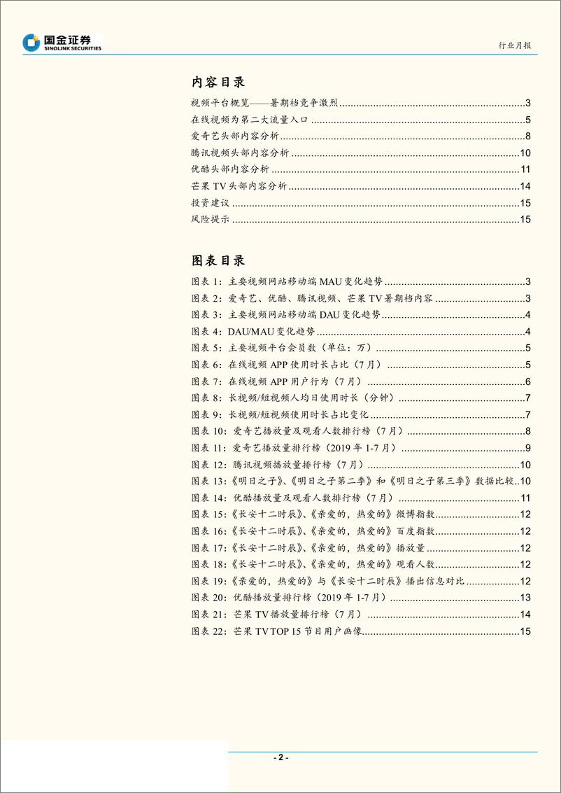 《传媒行业7月视频网站数据分析：暑期档竞争激烈，热播内容不断-20190819-国金证券-17页》 - 第3页预览图