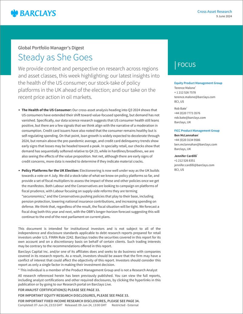 《Barclays_Global_Portfolio_Manager_s_Digest_Steady_as_She_Goes》 - 第1页预览图