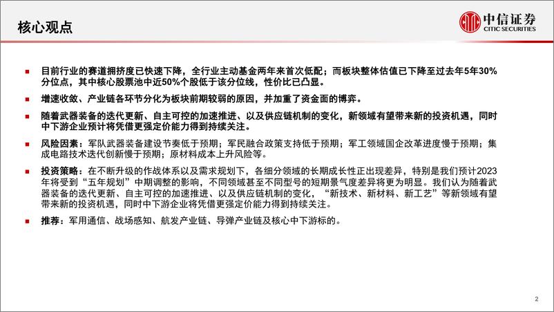 《军工行业2023年下半年投资策略：筑底回升，修复在望-20230601-中信证券-26页》 - 第3页预览图