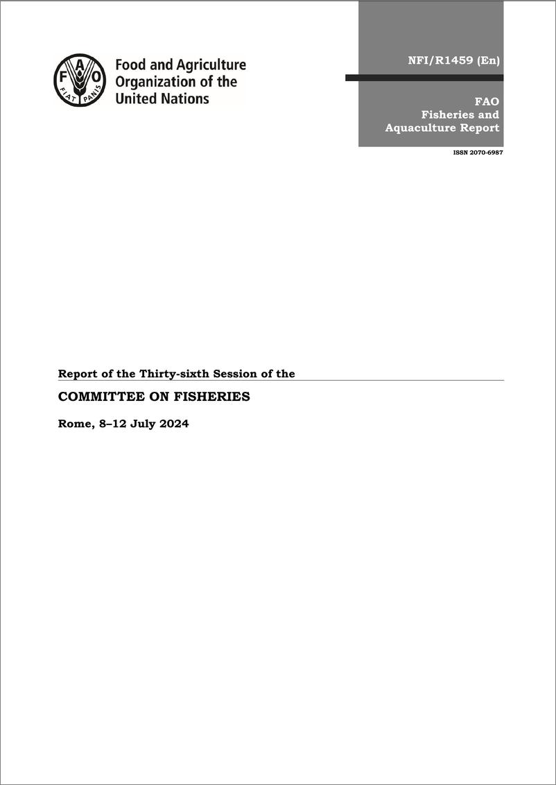 《渔业委员会第三十六届会议报告 — 2024年7月8–12日，罗马》英-73页 - 第1页预览图