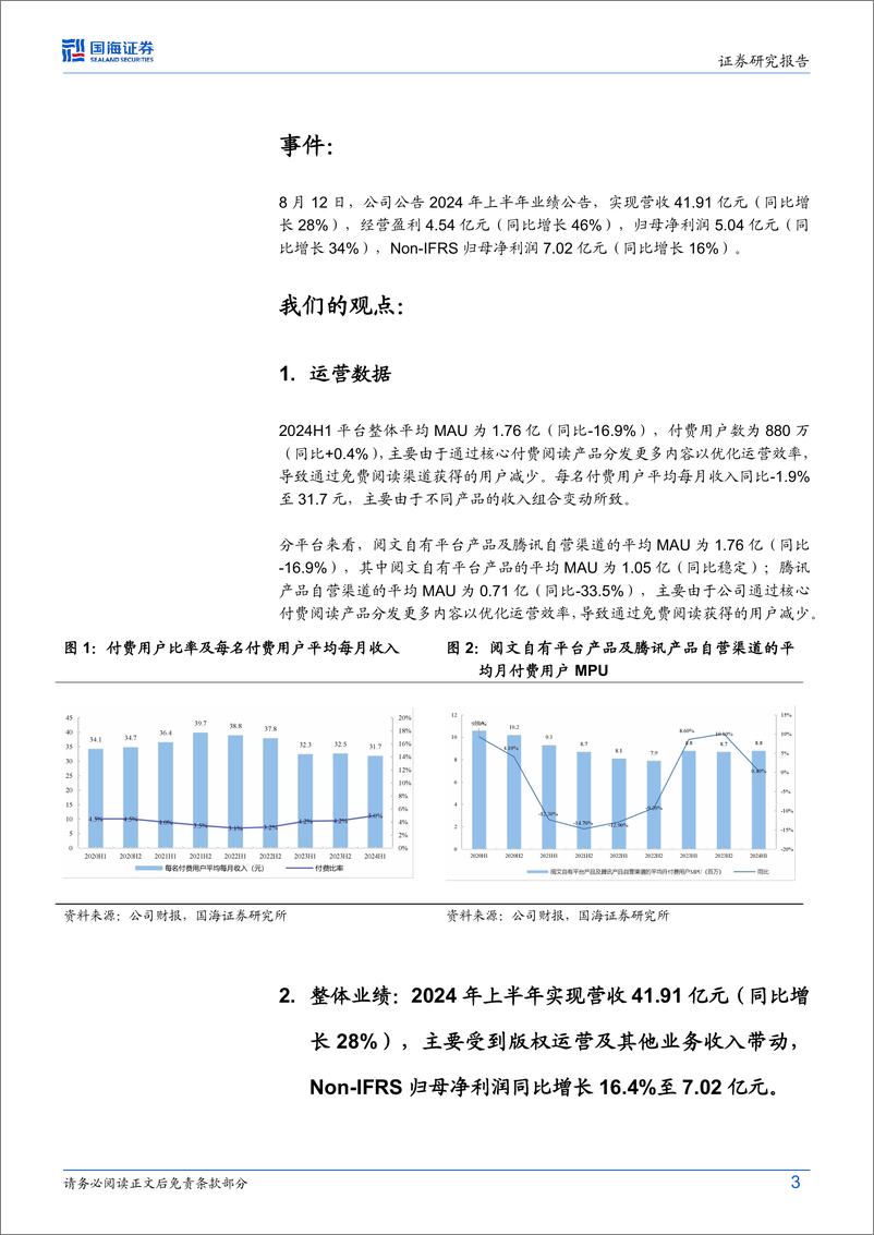 《阅文集团(0772.HK)2024H1财报点评：在线业务持稳，优质IP释放带动业绩超预期-240817-国海证券-12页》 - 第4页预览图