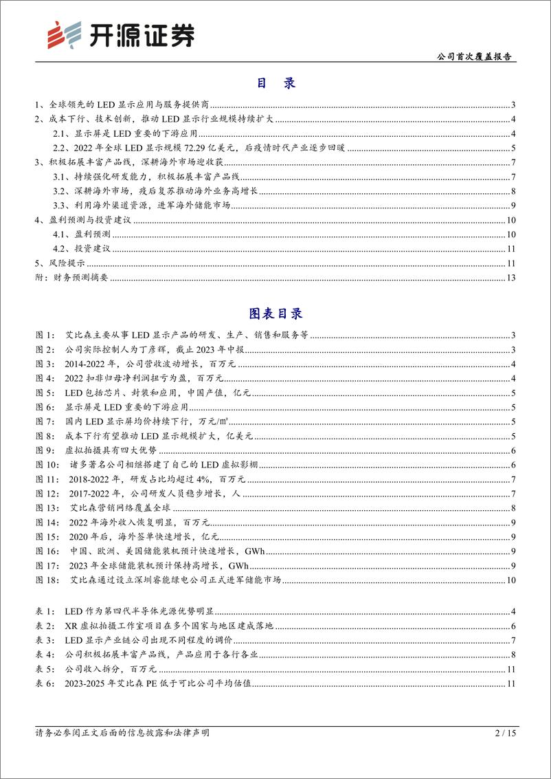 《艾比森-300389-公司首次覆盖报告：LED显示屏受益海外需求高增，储能开辟第二赛道-20230824-开源证券-15页》 - 第3页预览图