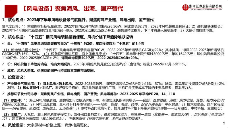 《风电设备行业2023中期策略：聚焦海风、出海、国产替代-20230612-浙商证券-32页》 - 第3页预览图