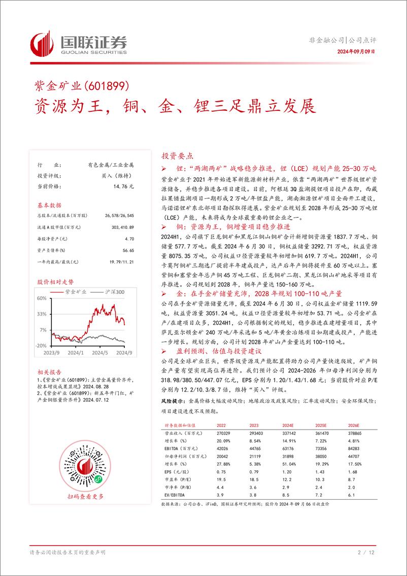 《紫金矿业(601899)资源为王，铜、金、锂三足鼎立发展-240909-国联证券-13页》 - 第3页预览图