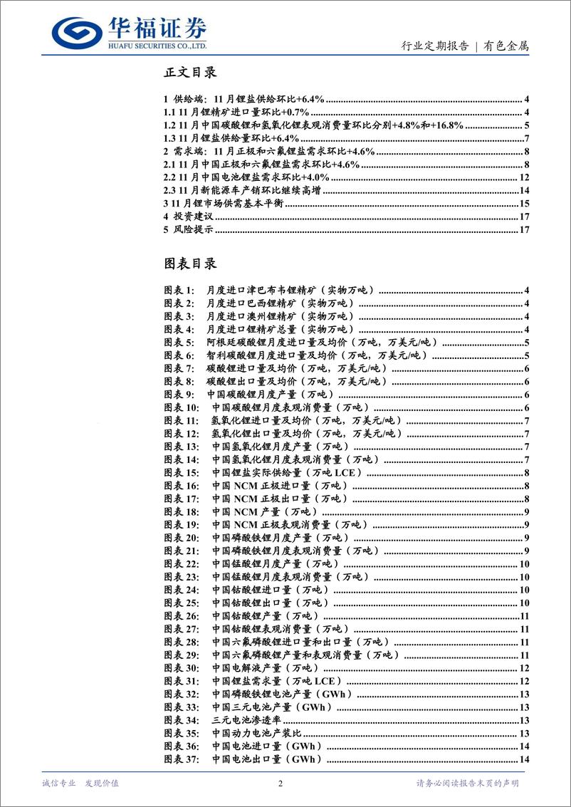 《有色金属行业锂产业链月度追踪：11月终端需求超预期锂价短期修复，12月需求支撑库存连续微增-华福证券-241231-18页》 - 第2页预览图