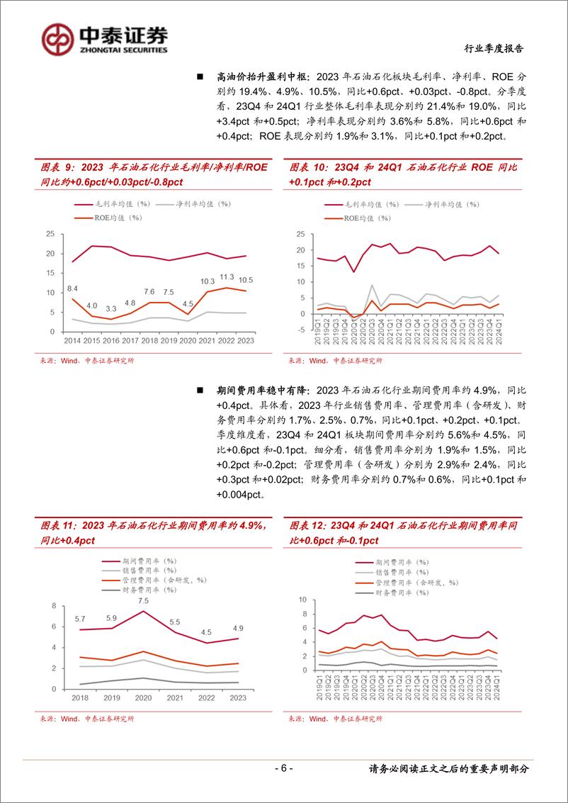 《石油石化行业2023年报与2024年一季报总结：油价维持偏强震荡，上游业绩持续向好-240521-中泰证券-15页》 - 第6页预览图