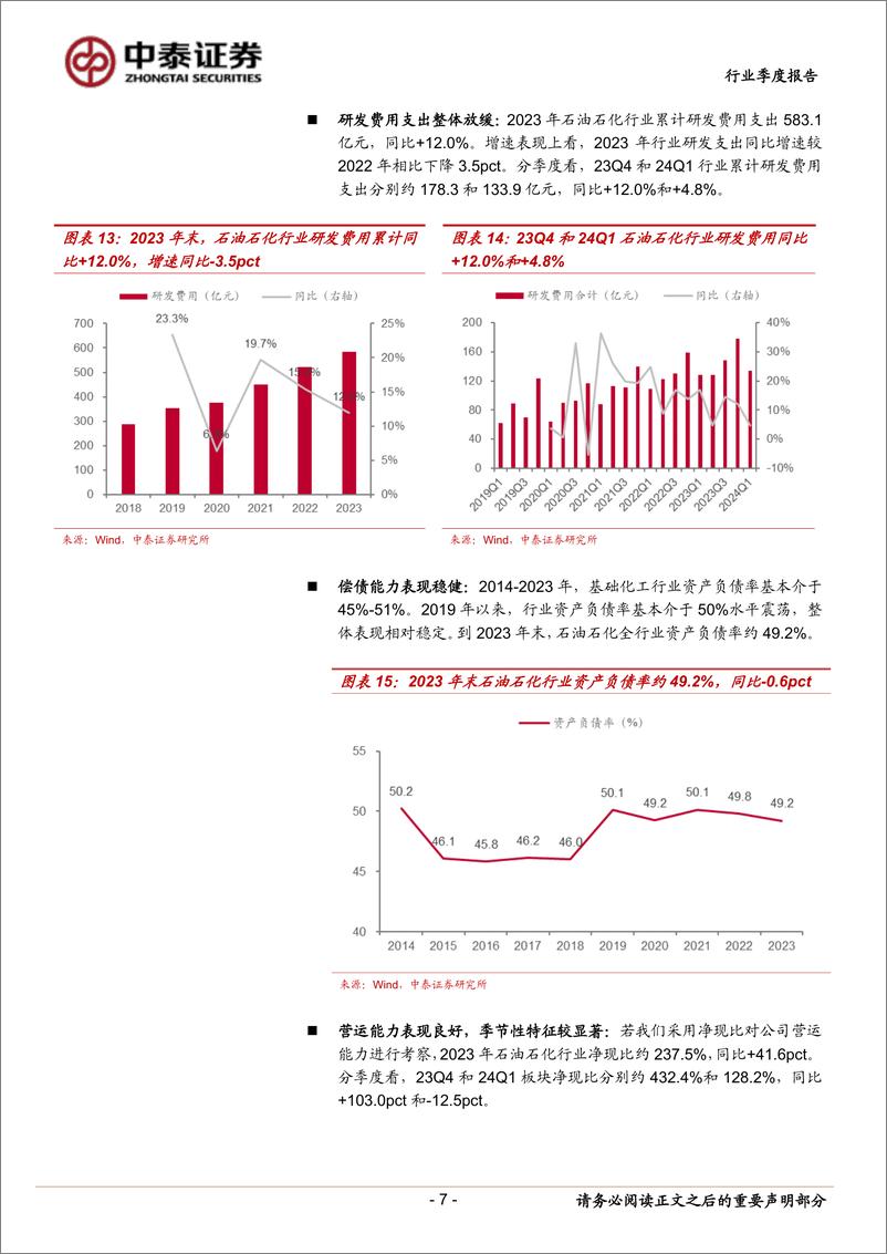 《石油石化行业2023年报与2024年一季报总结：油价维持偏强震荡，上游业绩持续向好-240521-中泰证券-15页》 - 第7页预览图