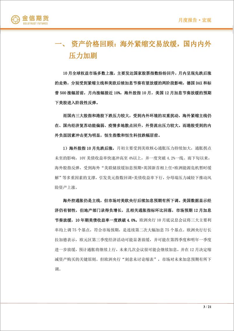 《宏观·月度报告：国内经济结构分化加大，海外紧缩预期仍待扭转-20221031-金信期货-21页》 - 第4页预览图