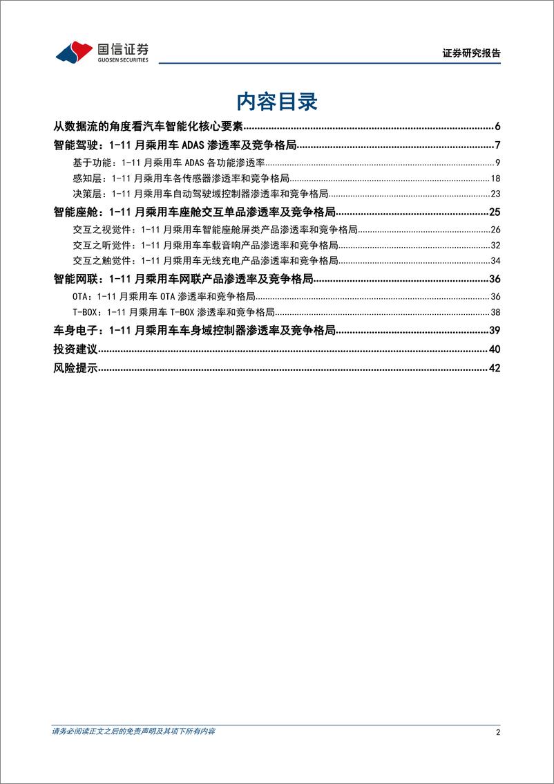 《汽车零部件行业汽车智能化月报系列（一）：2022年11月智能化渗透率持续提升，本土优质供应商崛起-20230102-国信证券-44页》 - 第3页预览图